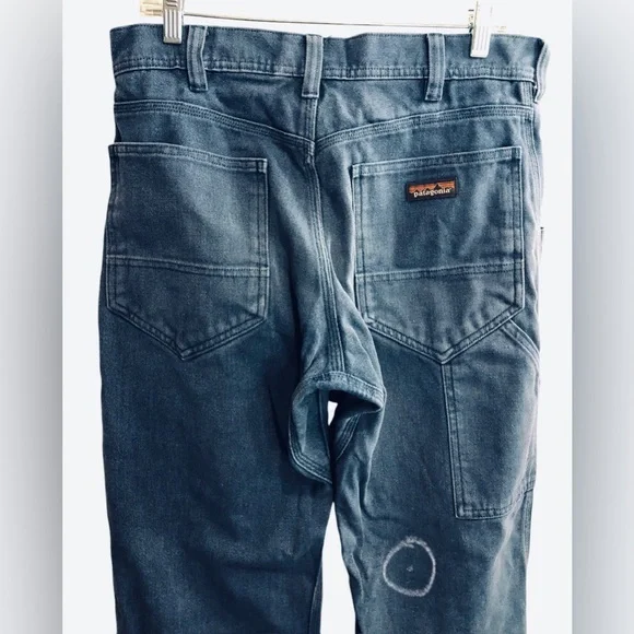 VTG 90s Y2K Patagonia Utility Workwear Pants L Blue Mens Straight 32 Waist jeans - Picture 13 of 13